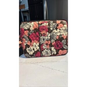 Vera Bradley Mocha Rouge Floral Quilted Laptop Tablet Sleeve Zip Case